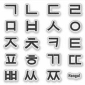 Sticker Alphabet Hangul Coréen - Consonants coupés (Devant)
