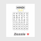 Sticker Alphabet Hindi अ–क्ष Étude de l'écriture Devanagar (Feuille)