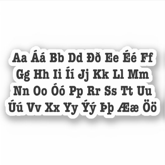 Sticker Alphabet islandais [Íslenska Stafrófið] (Devant)