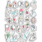 Sticker Alphabet mignon enfants abc animaux (Devant)
