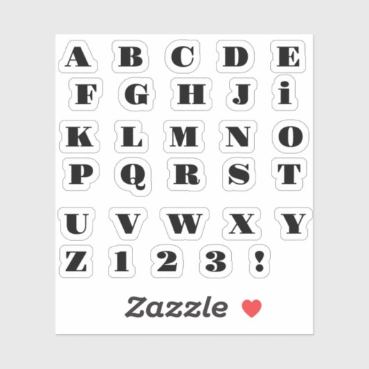 Sticker Alphabet noir (Feuille)
