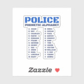Sticker Alphabet phonétique de la police (Feuille)