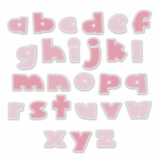 Sticker ALPHABET ROSE 'minuscule' (Devant)