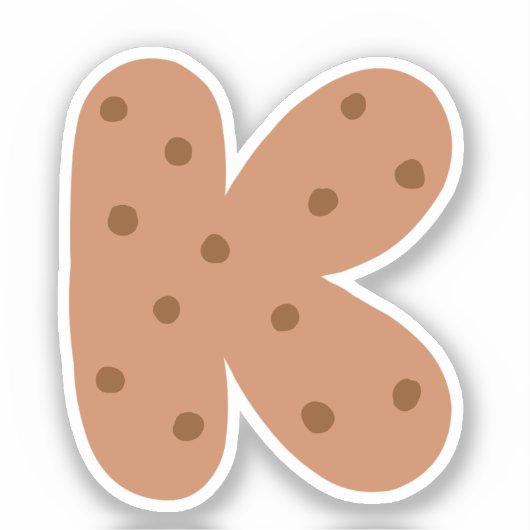 Sticker Alphabet, Sticker Lettre K, Cookie (Recto)