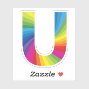 Sticker Alphabet U arc-en-ciel coloré mignon