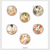 Sticker Alphonse mucha art nouveau femmes saisons élégante (Feuille)