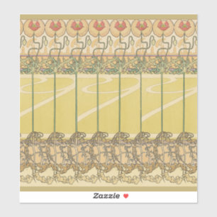 Sticker Alphonse Mucha Coquelicots Papier Peint Floral Art