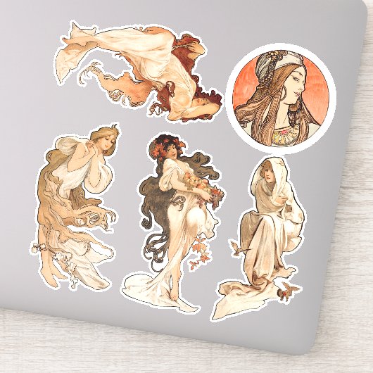 Sticker Alphonse Mucha Four Seasons et Bonus Circle (Détail)