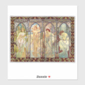 Sticker Alphonse Mucha - Les heures du jour (Feuille)