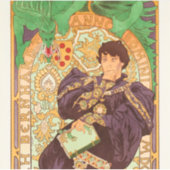 Sticker Alphonse Mucha Prince et Dragon (Devant)