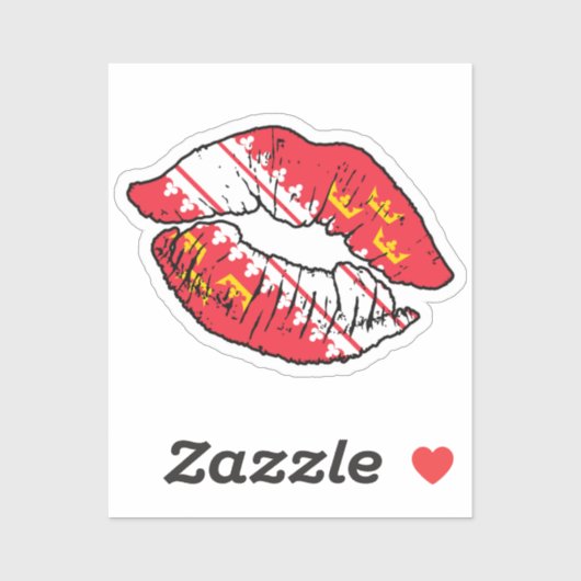 Sticker Alsace Alsacienne Lipstick Love Drapeau (Feuille)
