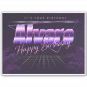 Sticker Alvaro Nom Prénom lila retro Broer (Devant)