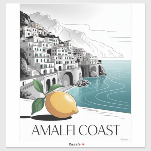 Sticker Amalfi Coast Minimalist Line Art (Feuille)