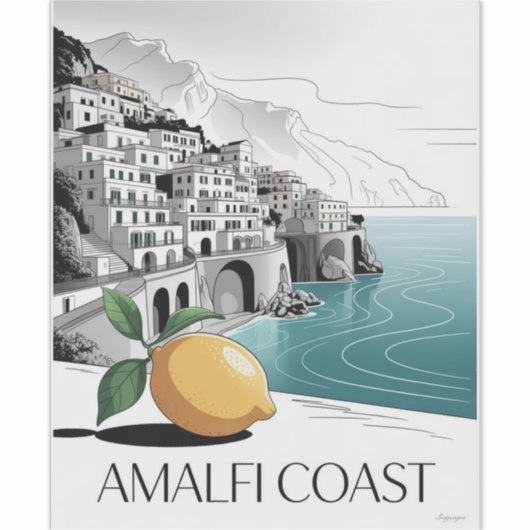 Sticker Amalfi Coast Minimalist Line Art (Devant)