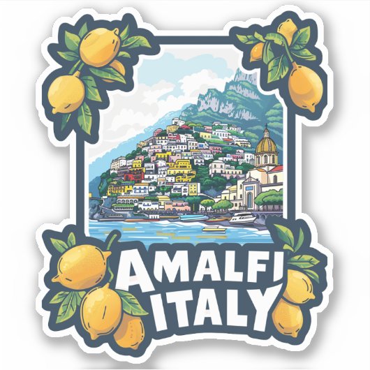 Sticker Amalfi Italie Vintage voyage (Devant)