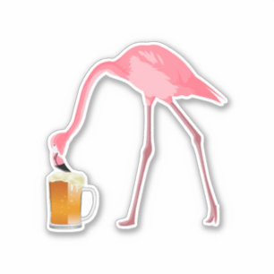 Sticker Amant rose de bière de Flamant rose