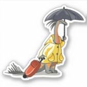 Sticker Amargasaurus Portant Un Parapluie Et Une Valise. (Devant)