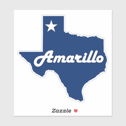 Sticker Amarillo, Texas Panhandle City State Map (Feuille)