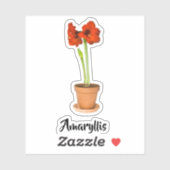 Sticker Amaryllis rouge pointillé Coupe de la photographie (Feuille)