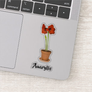 Sticker Amaryllis rouge pointillé Coupe de la photographie