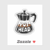 Sticker Amateur de café Pot Head Vinyle (Feuille)