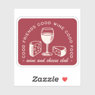 Sticker Amateur de vin rouge et de fromage esthétique
