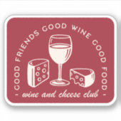 Sticker Amateur de vin rouge et de fromage esthétique (Devant)