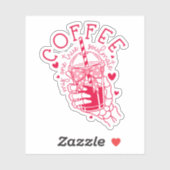 Sticker Âme sœur du café Red Hearts Squelette Main  (Feuille)