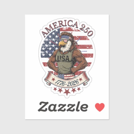 Sticker America 250 Fun Patriotic Eagle 4th of July Art (Feuille)