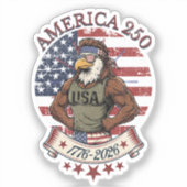 Sticker America 250 Fun Patriotic Eagle 4th of July Art (Recto)