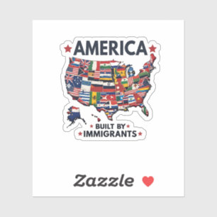 Sticker Américain construit par Immigrants Patriotique Amé