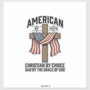 Sticker Américain par la foi Christian Papa Croix Patrioti