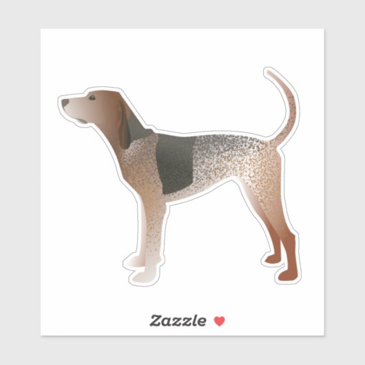 Sticker American Anglais Coonhound Vue latérale Silhouette (Feuille)