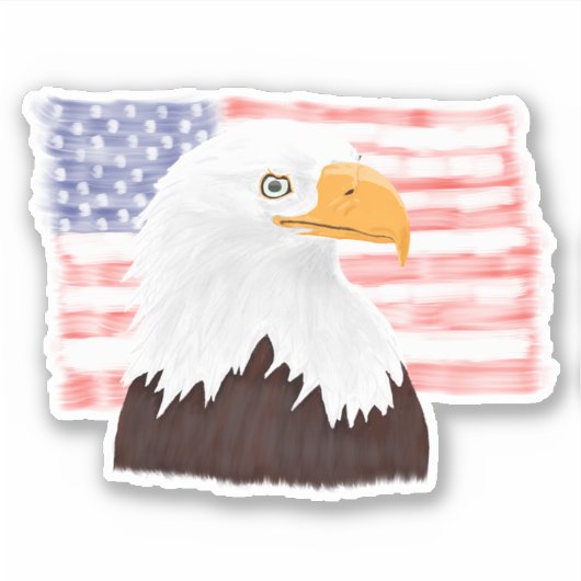 Sticker American Bald Eagle and Flag - transparent. (Devant)