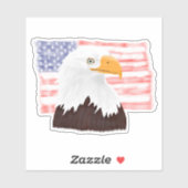 Sticker American Bald Eagle and Flag - transparent. (Feuille)