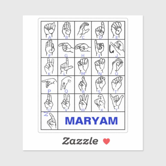 Sticker American Deaf Sign Language, ASL Alphabet (Feuille)