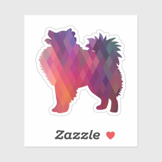 Sticker American Eskimo Chien Geo Silhouette violet (Feuille)