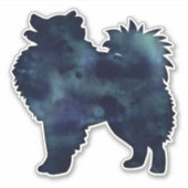 Sticker American Eskimo Chien noir Aquarelle Silhouette (Devant)