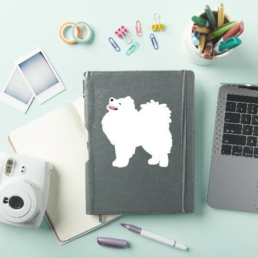 Sticker American Eskimo Chien race Vue latérale Silhouette (Couverture iPad)