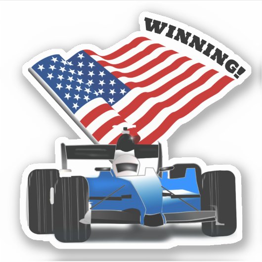 Sticker American Flag Race Car Sports (Devant)