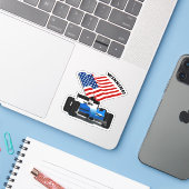 Sticker American Flag Race Car Sports (Ordinateur portable avec iPhone)