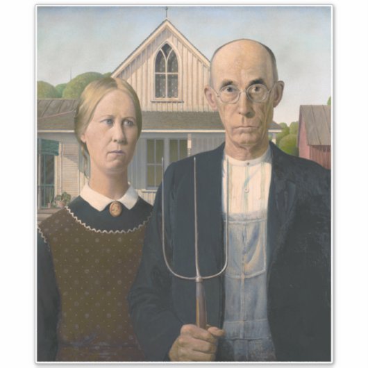 Sticker American Gothic : Vie rurale pauvre paysan (Devant)