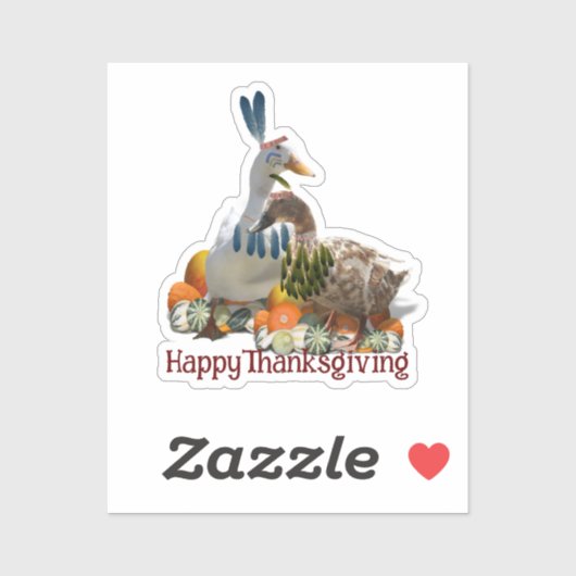 Sticker American Indian Ducks Thanksgiving (Feuille)