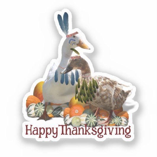 Sticker American Indian Ducks Thanksgiving  (Recto)