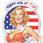 Sticker American Retro Pin-up Girl Art (Recto)