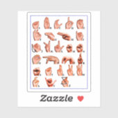 Sticker American Sign Language Alphabet Board, Learn Asl (Feuille)
