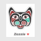 Sticker Amérindien Rouge Blanc Noir Haida Kitty (Feuille)