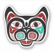 Sticker Amérindien Rouge Blanc Noir Haida Kitty (Devant)