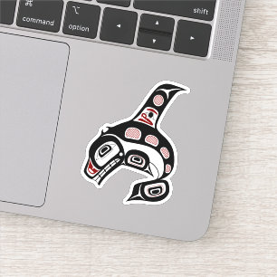 Sticker Amérindiens Rouges Noirs Haida Orca Tueur Whale