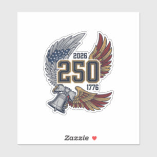 Sticker Amérique 250 Ailes d'aigle 2026 Dessin patriotique